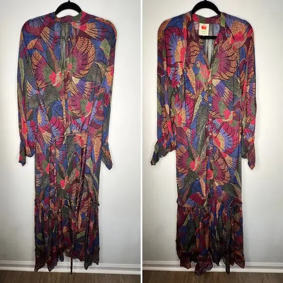 Farm Rio Dotted Macaws Maxi Dress Size Large NWT - Picture 2 of 8